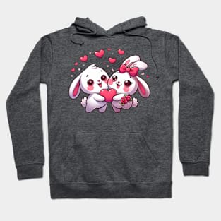 Valentines day kawaii bunnies in love Hoodie